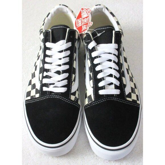 Vans Men's Old Skool Primary Check Black White Canvas Suede Shoes Sizes NIB - Picture 3 of 5